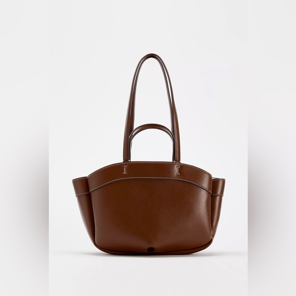 Zara- Classic Brown Leather Tote Bag